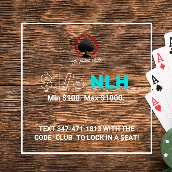 Play your favorite poker games when you?re in New York City. We?ll give you 10% free buy-in bonus in the form of chips for signing up! Text:?SPBlog? to (347) 471 1813 to RSVP & Address with full name, email & occupation.